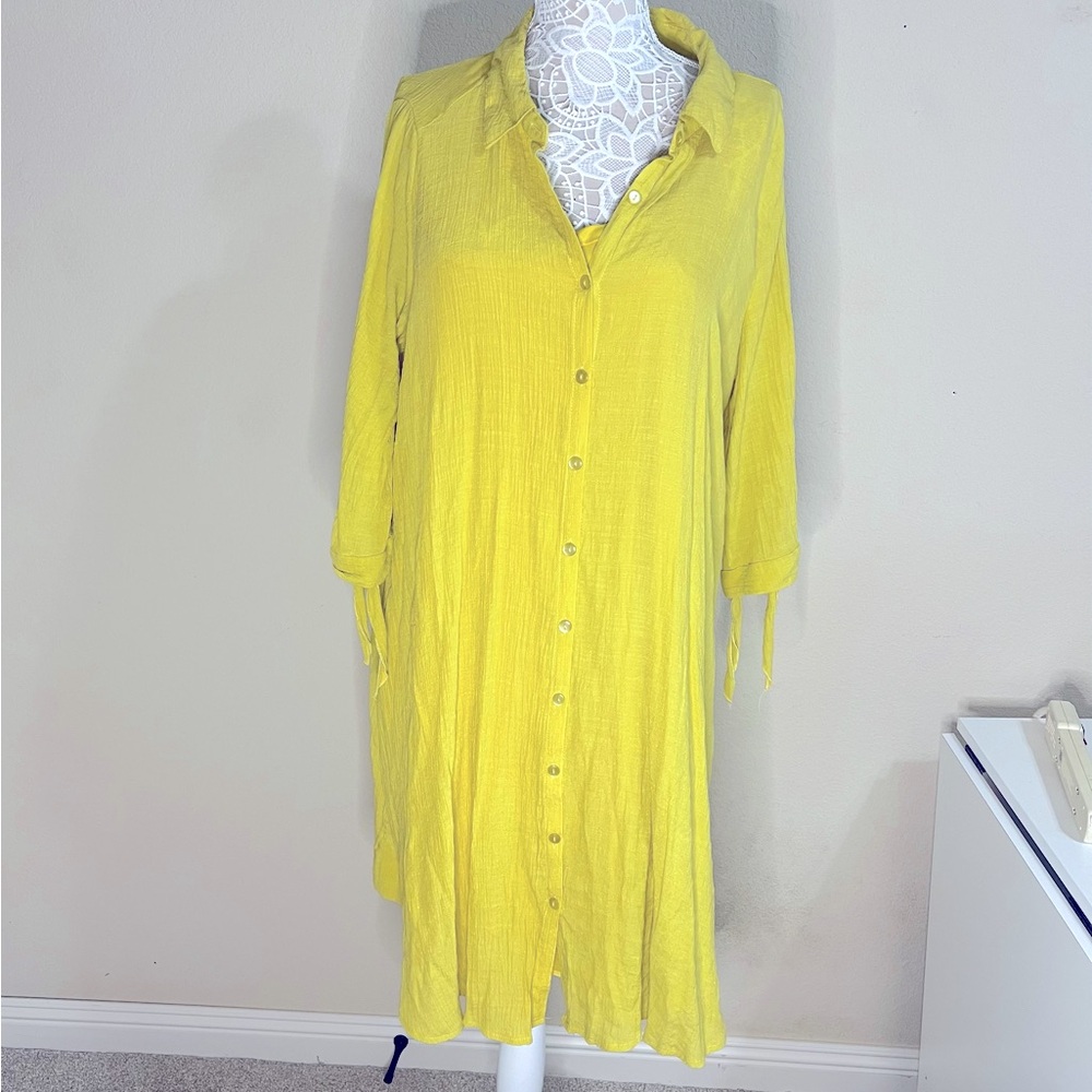 Mlle Gabrielle Vibrant Yellow 3/4 length sleeve shirt Dress